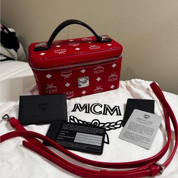MCM Handbags - MCM Rockstar Vanity Case Red Visetos Limited Edition – NEW Complete Set
